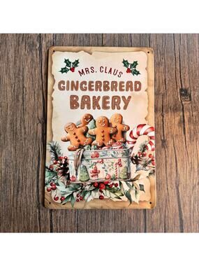 Christmas Holiday Sign Metal Sign Kitchen Home Decor Gift Idea Gingerbread